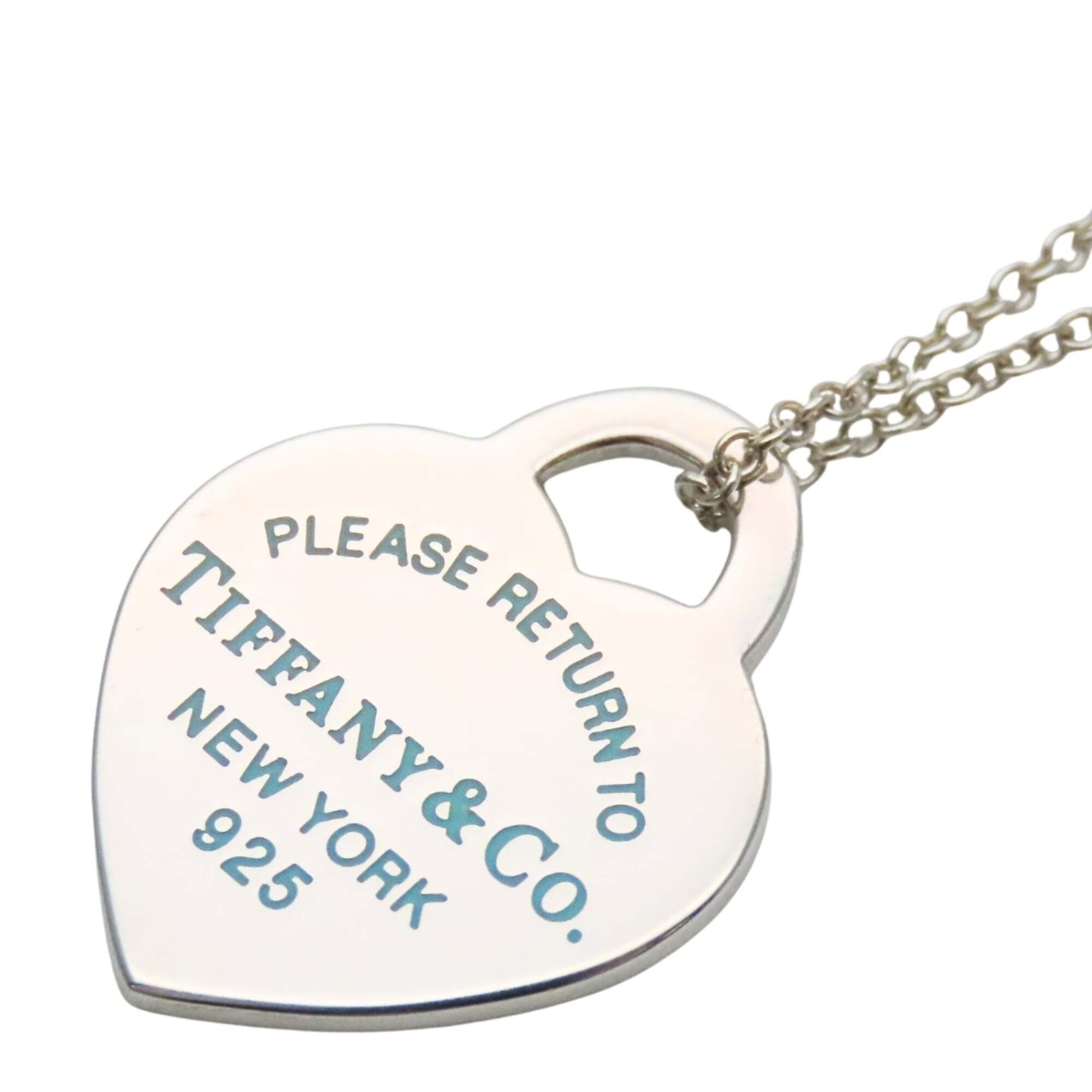 Tiffany & Co. Return To Heart Tag Necklace, Sterling Silver 925, Blue Plate, ...